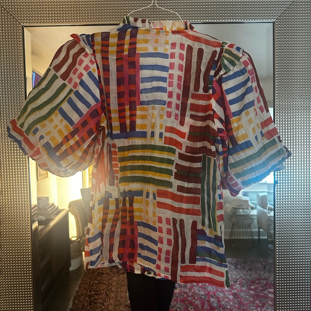 THML Willow Colorful Striped Women's Top with Puff Sleeves Size XS - Picture 4 of 4